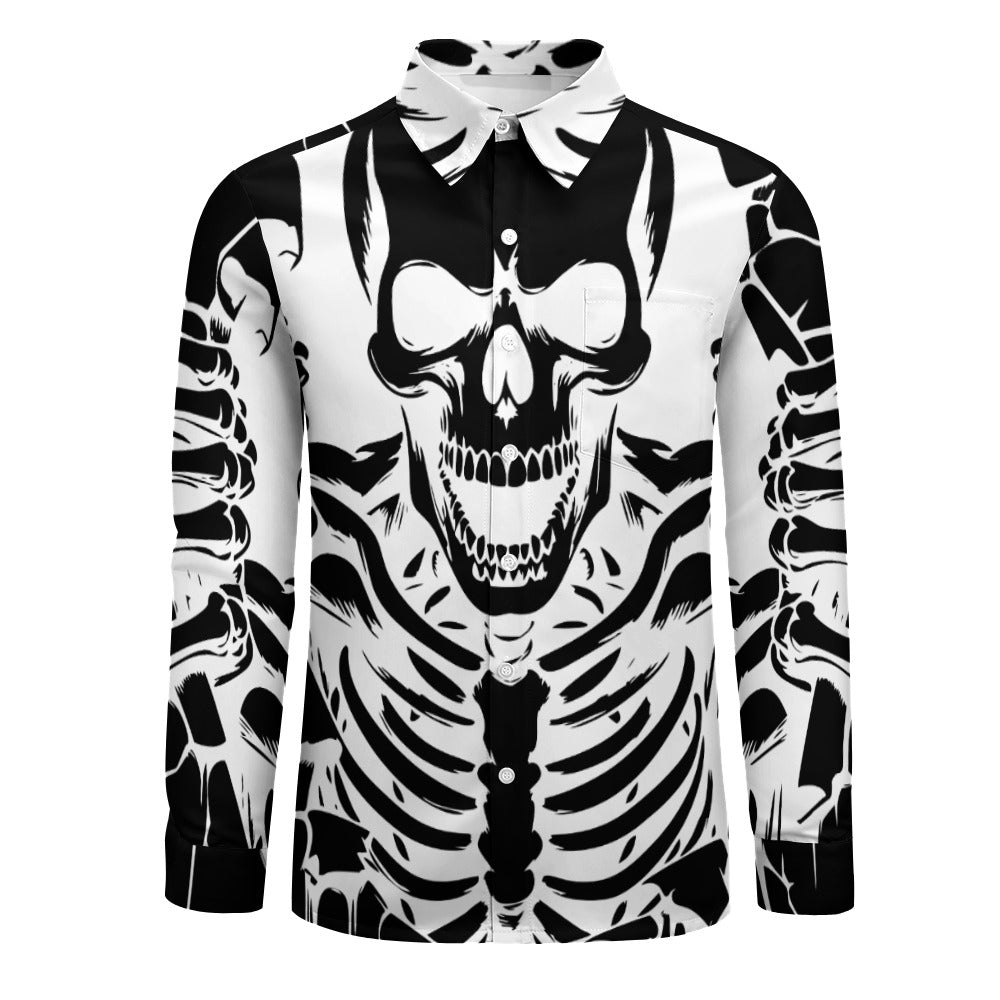 Skeleton Escape Casual One Pocket Long Sleeve Shirt