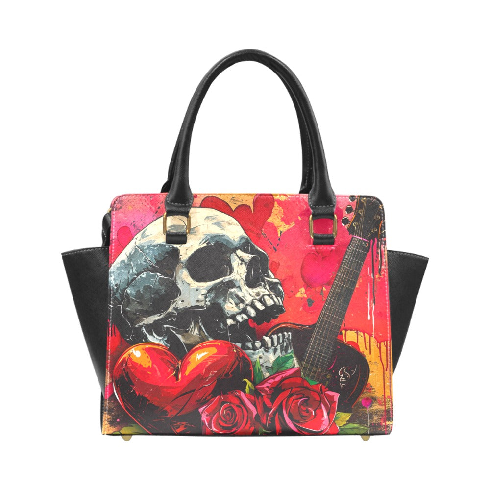 Skull, Rock N Roll, And Love Rivet Shoulder Handbag