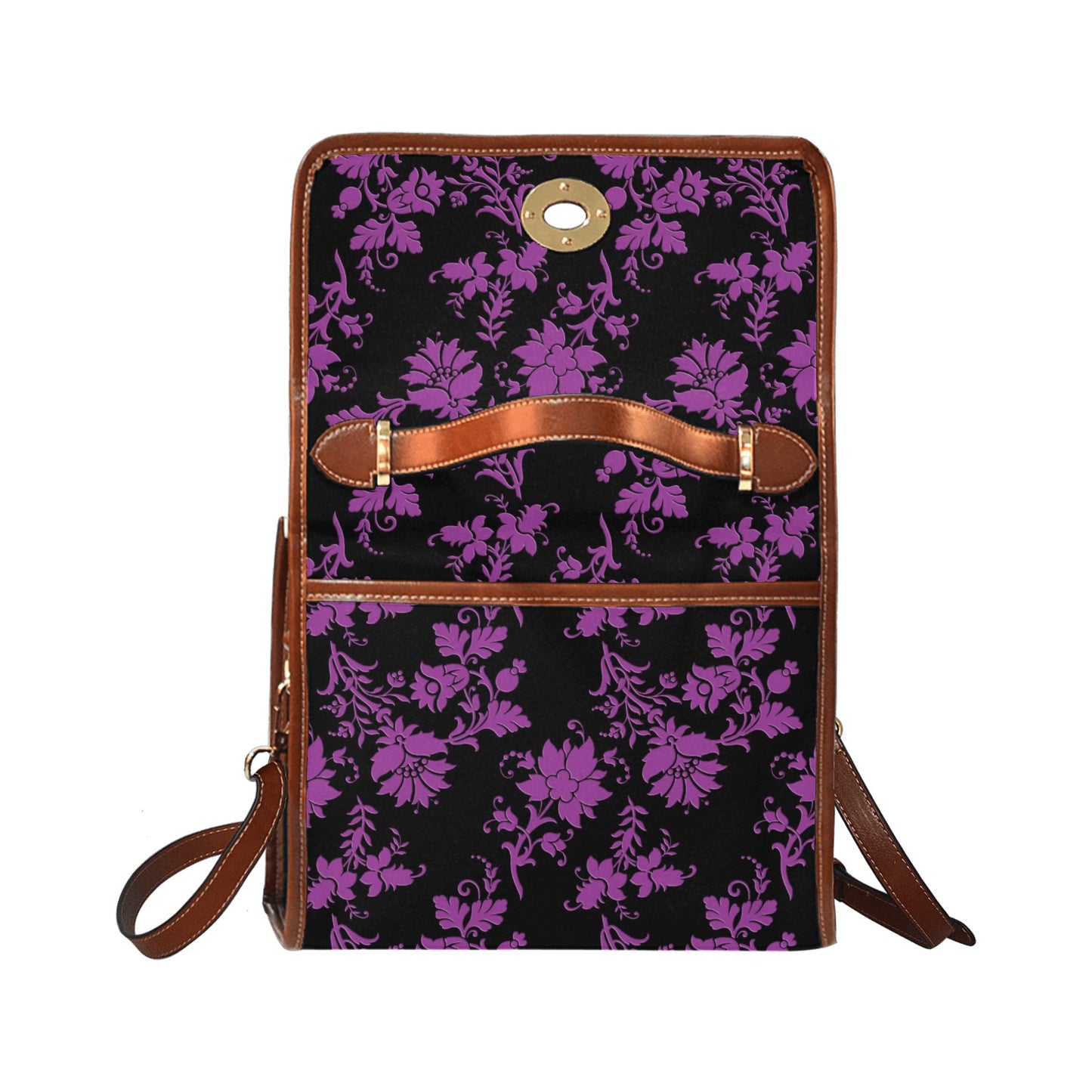 Purple Flowers Waterproof Canvas Bag