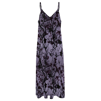 Gothic Purple Forest Sling Ankle Long Dress