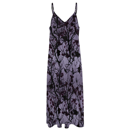 Gothic Purple Forest Sling Ankle Long Dress