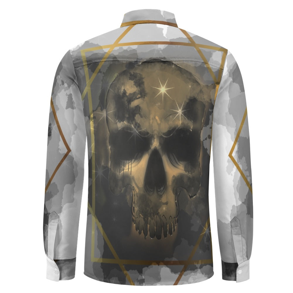 Smokey Skulls Casual One Pocket Long Sleeve Shirt