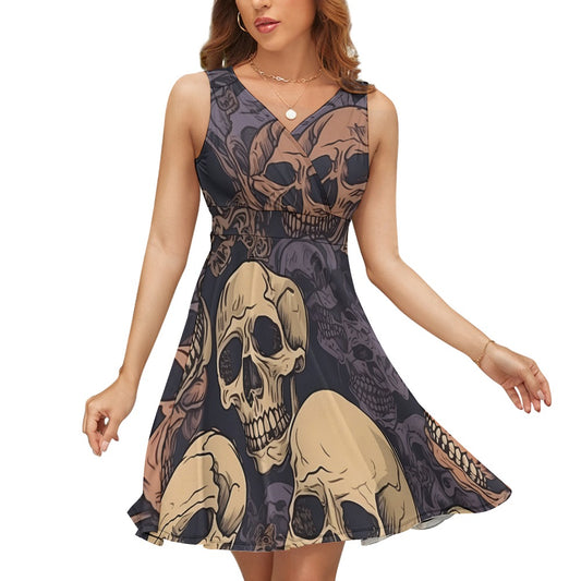Skulls And Purple Sleeveless Dress
