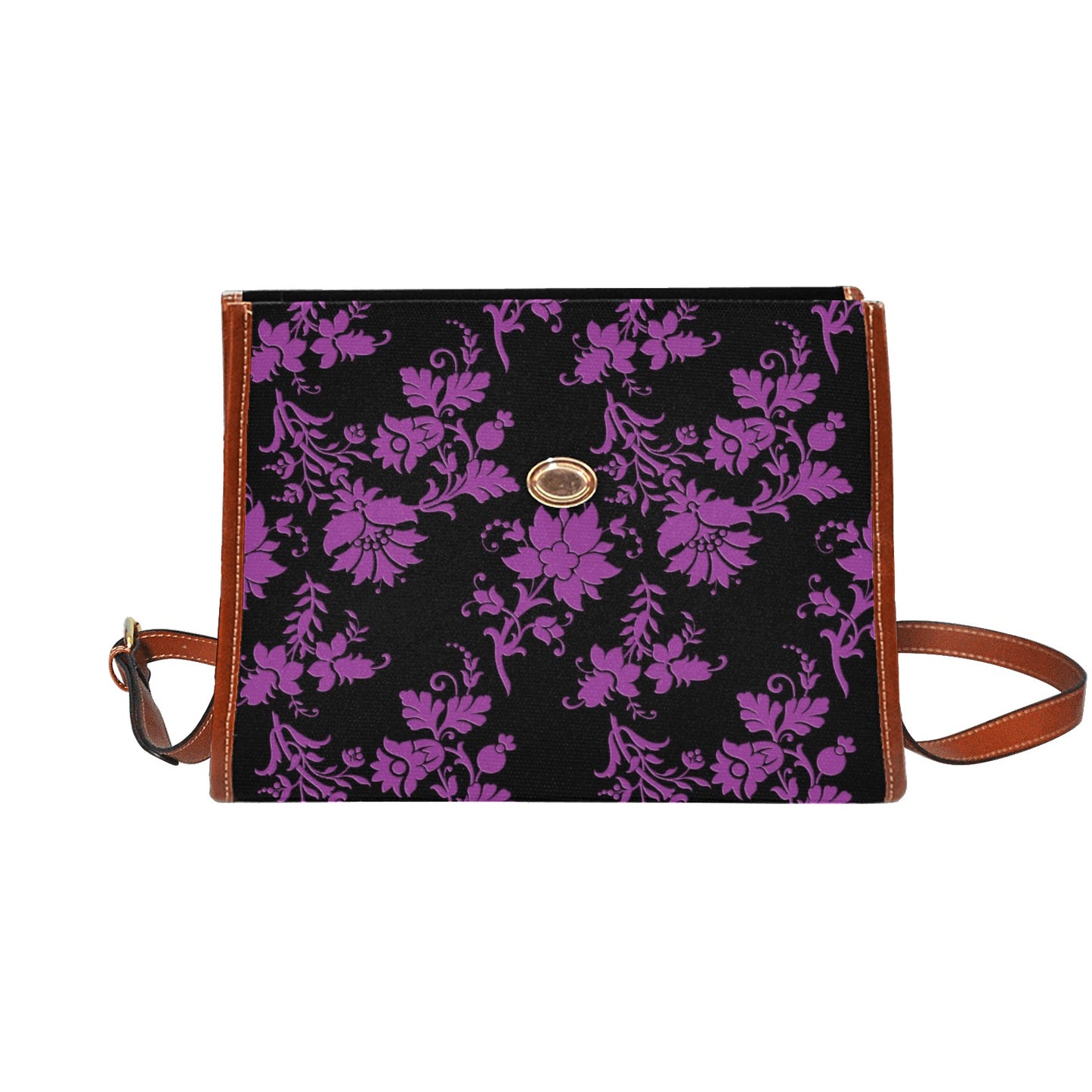 Purple Flowers Waterproof Canvas Bag