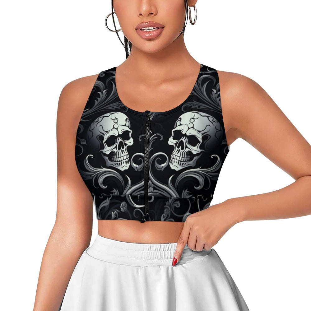 Gothic Skulls Yoga Zipper Vest