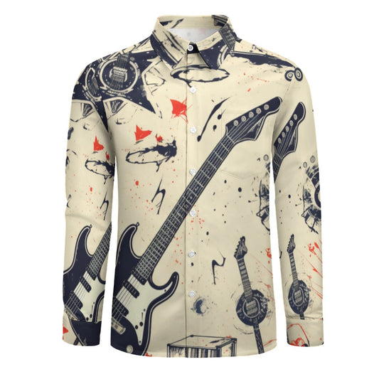 Rock N Roll Star Casual One Pocket Long Sleeve Shirt