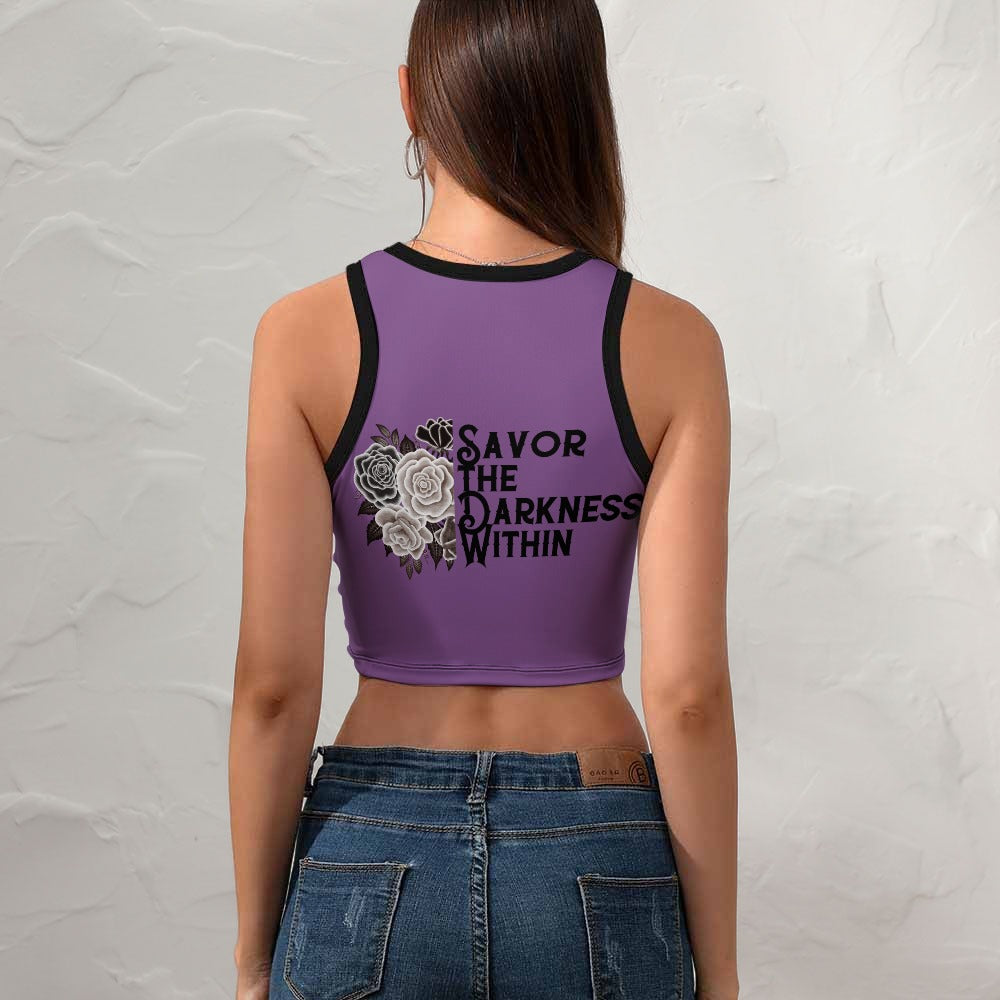 Savor The Darkness Within Cropped Slim Racer Tank Top