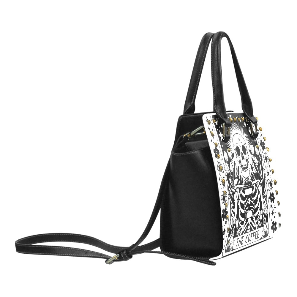 The Coffee Skeleton Rivet Shoulder Handbag