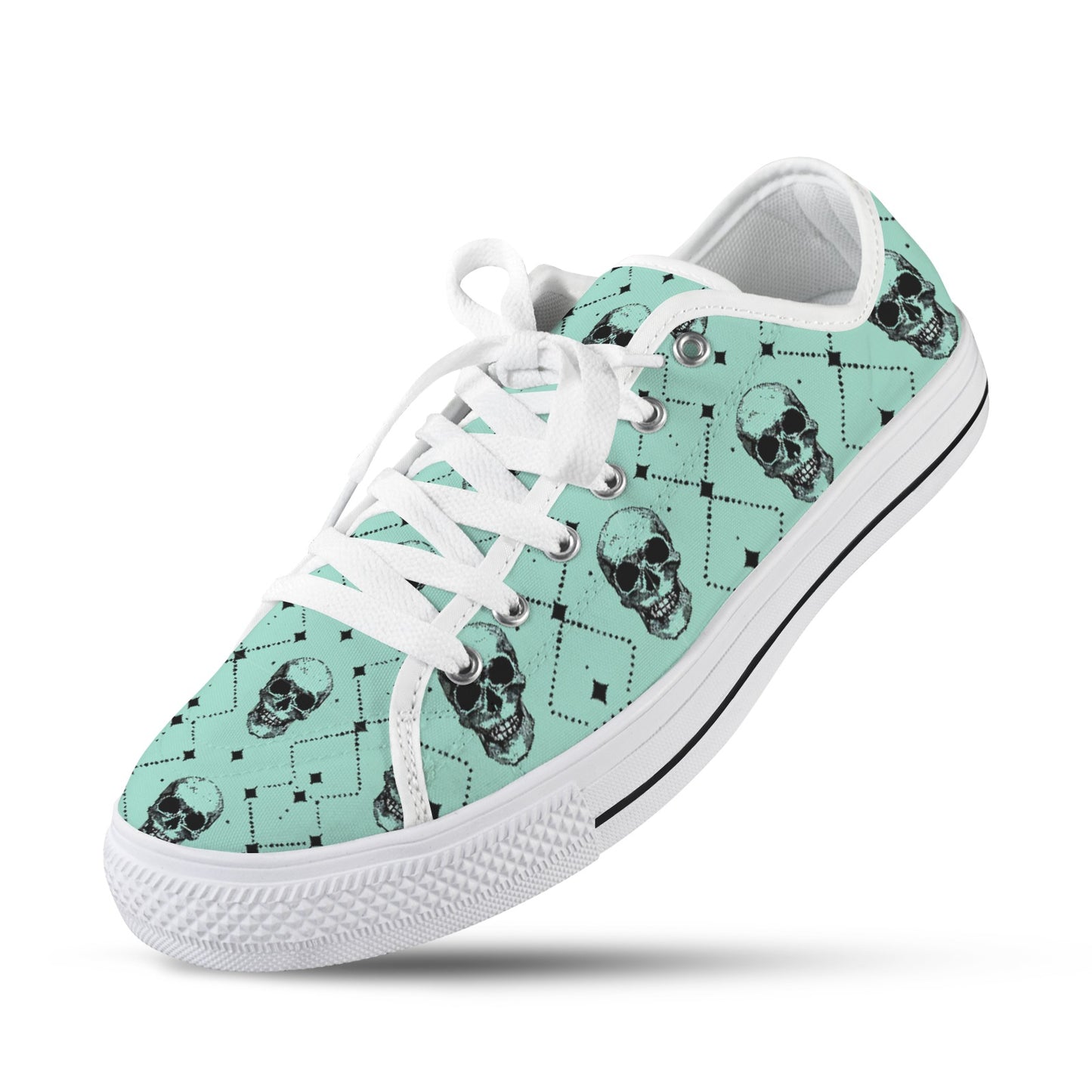 Skull Pattern Low Top Women's Shoes