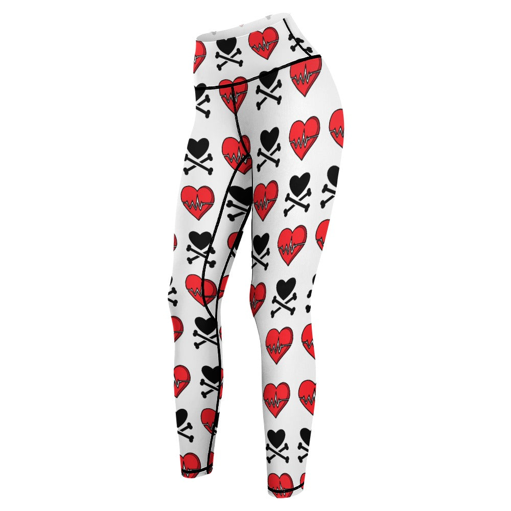 Hearts And Cross Bones Yoga Pants