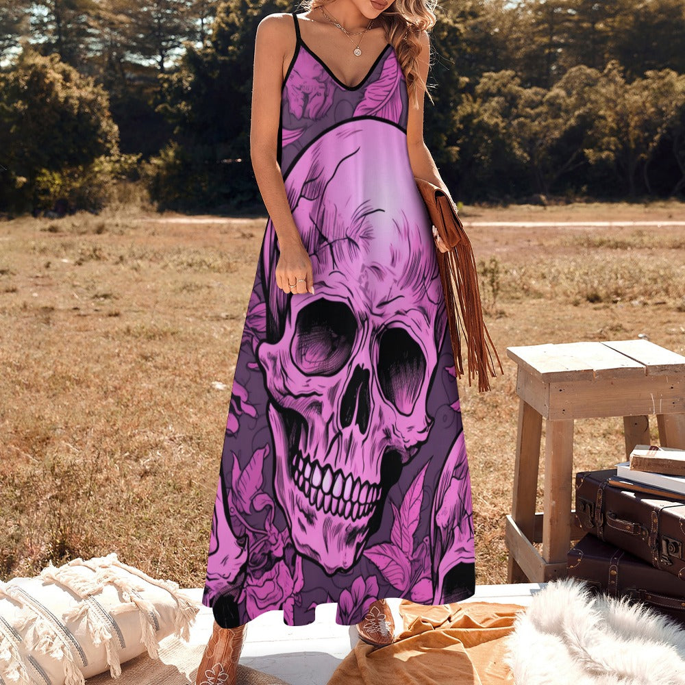 Pink Skull Sling Ankle Long Dress