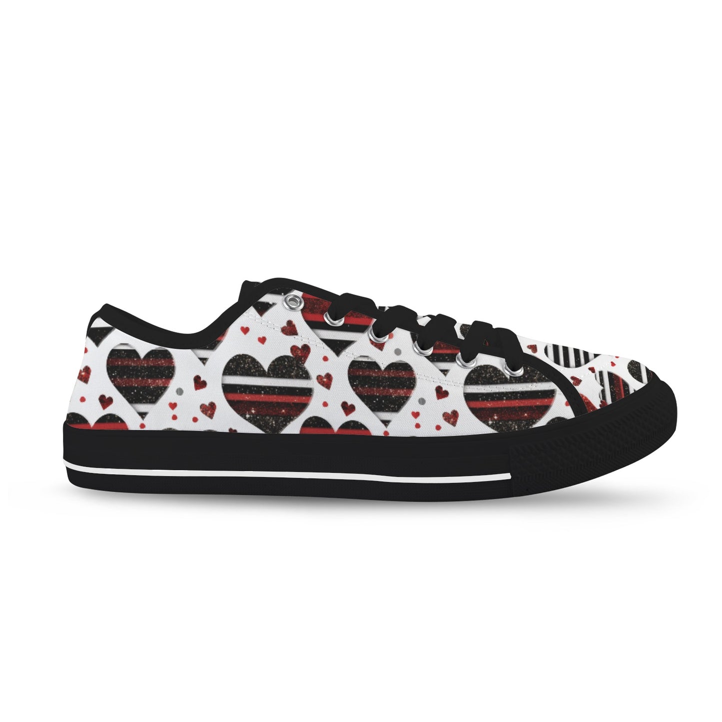 Striped Hearts Low Top Women's Shoes