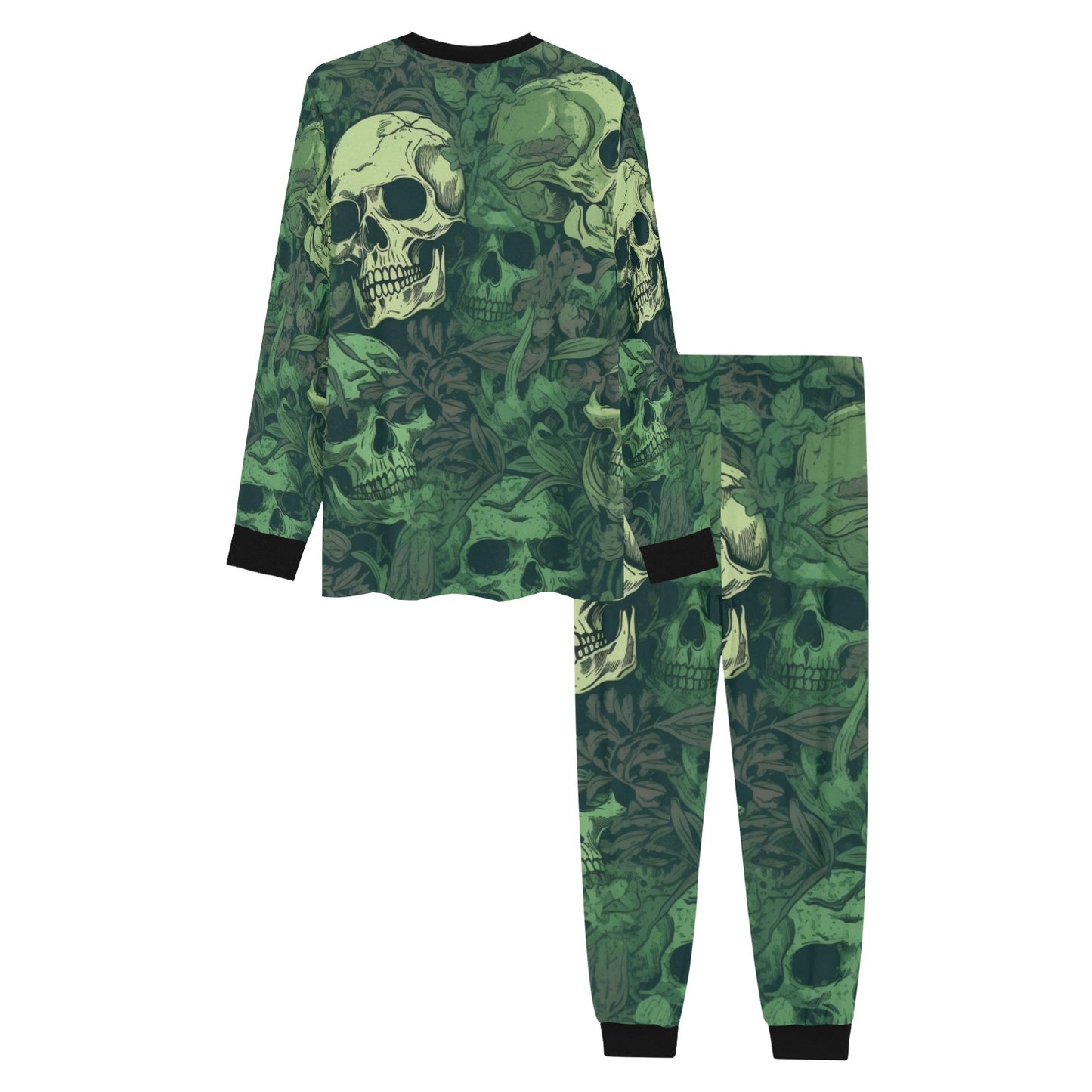 Green Skulls Pajama Set