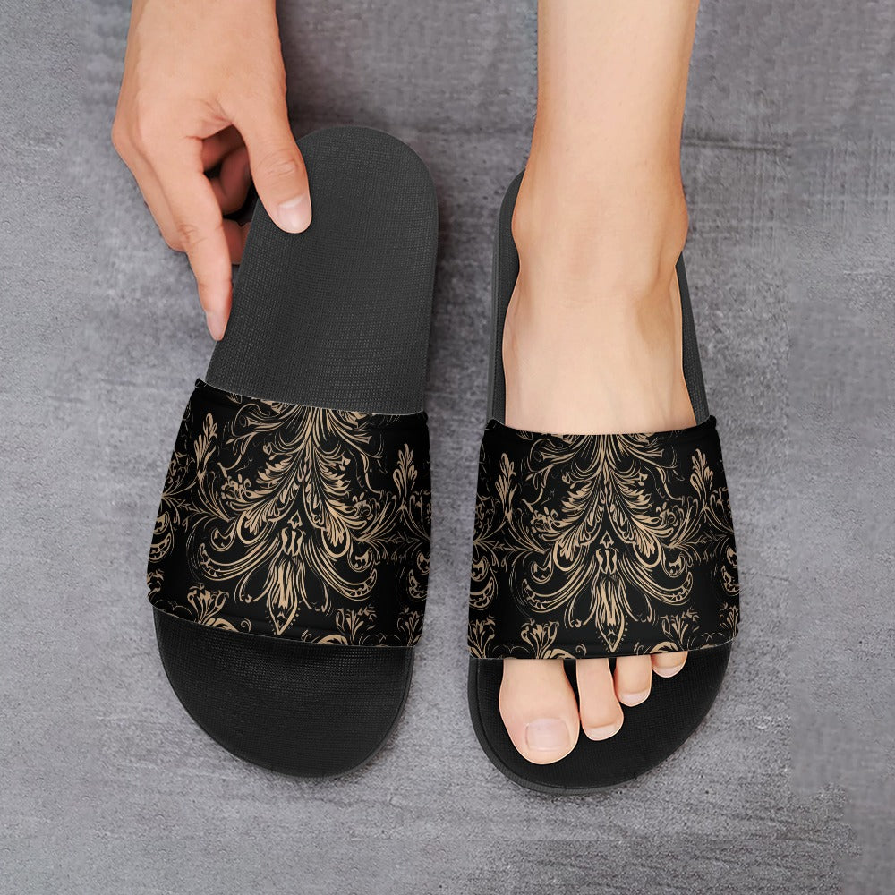 Bronze Gothic Pattern PVC Sandals