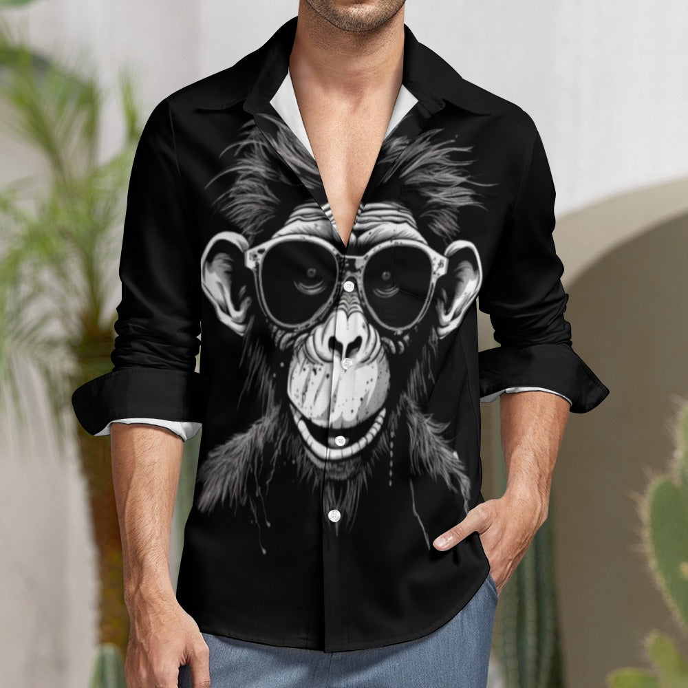 Funky Monkey Casual One Pocket Long Sleeve Shirt