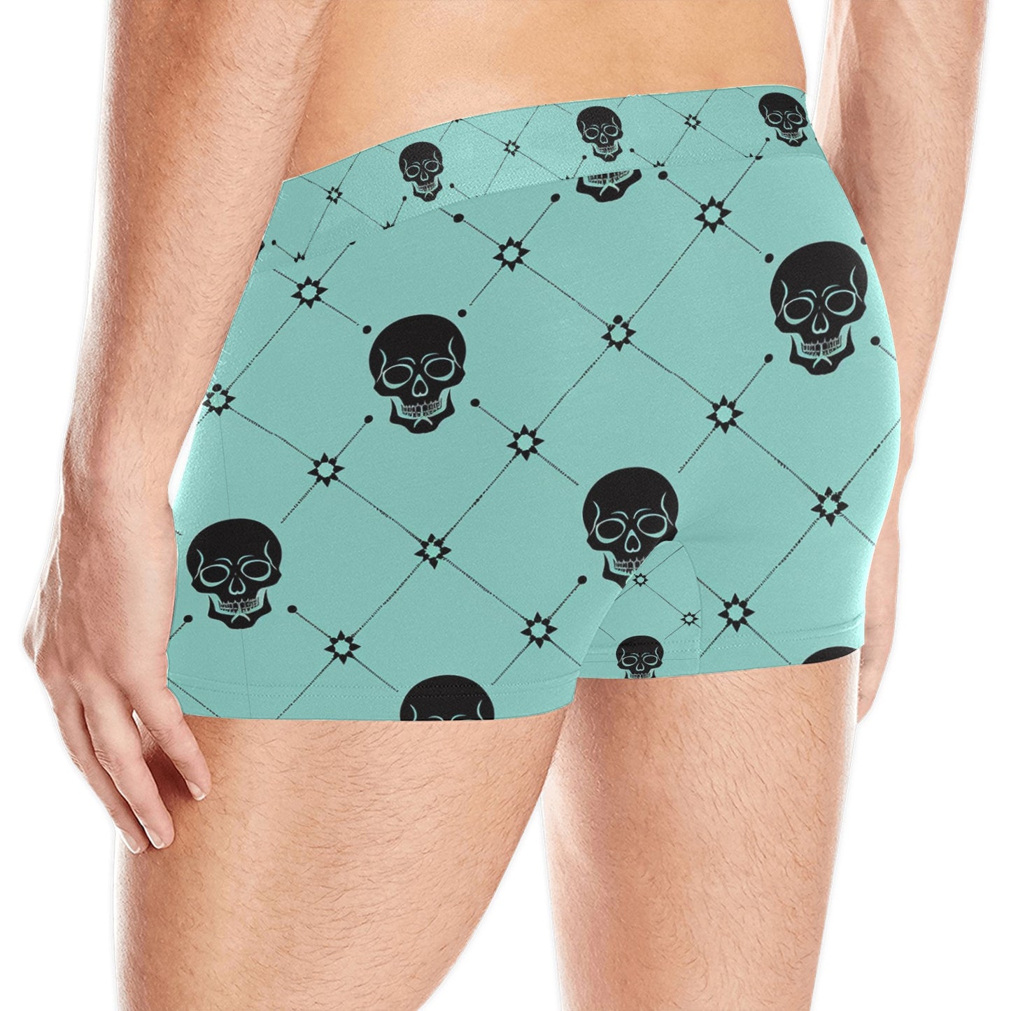 Black Skulls Teal Boxer Briefs