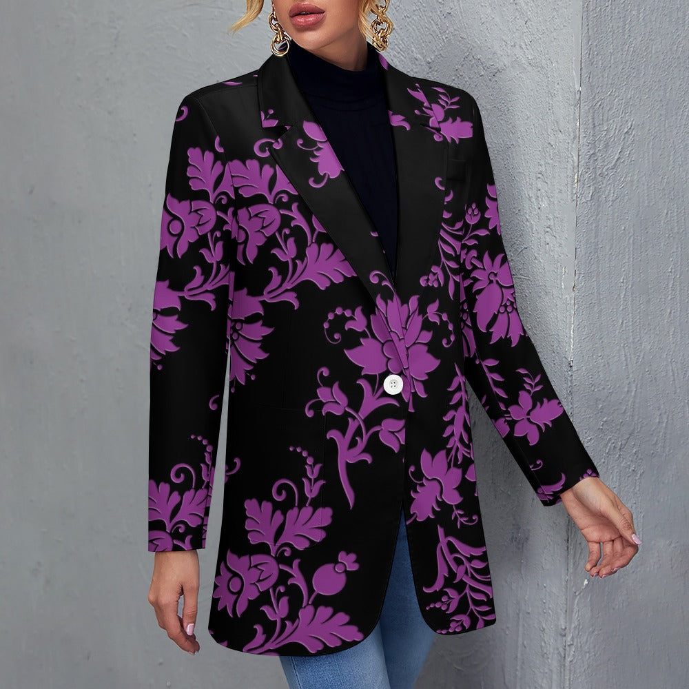 Purple Flowers Casual Suit Jacket