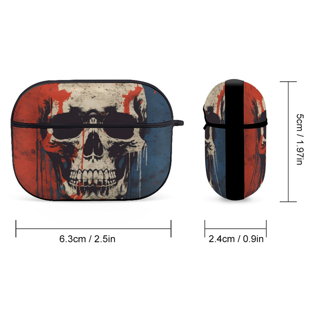 Red White And Blue Skull Apple AirPods Pro Headphone Cover Grim