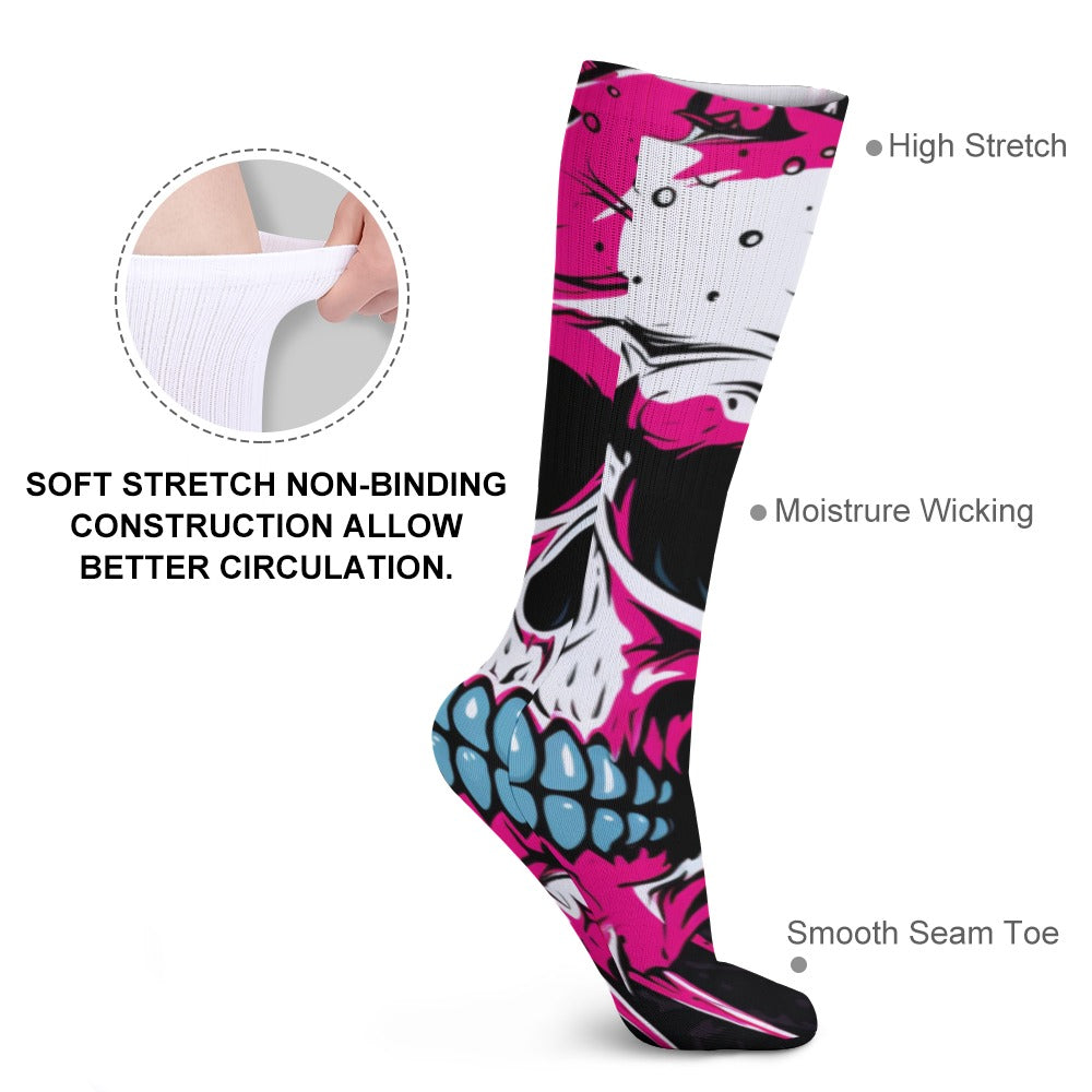 Punk Pink Skull Breathable Stockings (5 Pack)