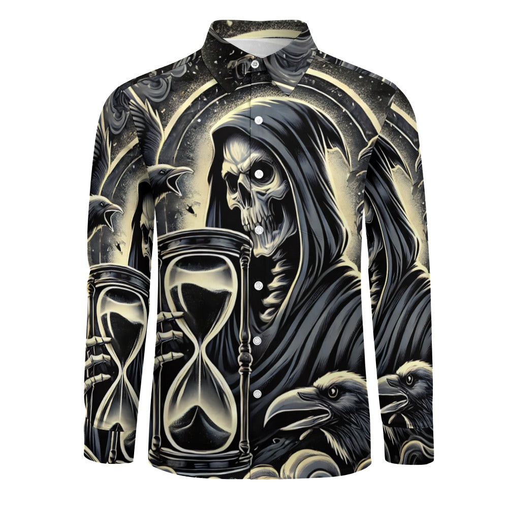 The Reaper's Hourglass Casual One Pocket Long Sleeve Shirt