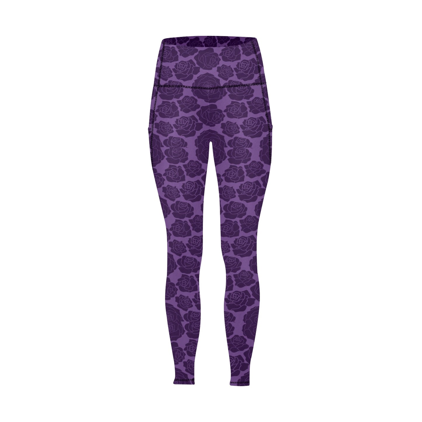 Gothic Purple Flowers Leggings with Pockets