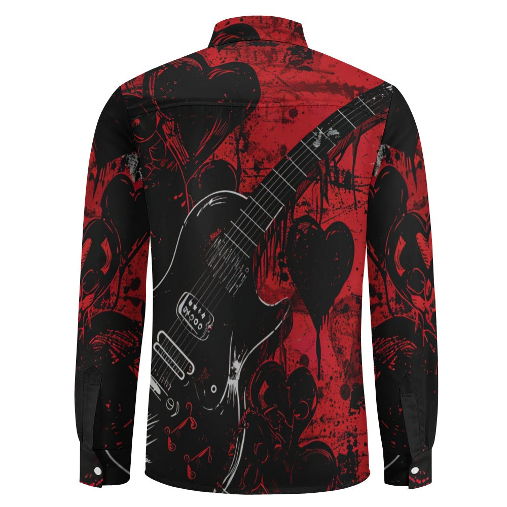 Guitar Love Casual One Pocket Long Sleeve Shirt