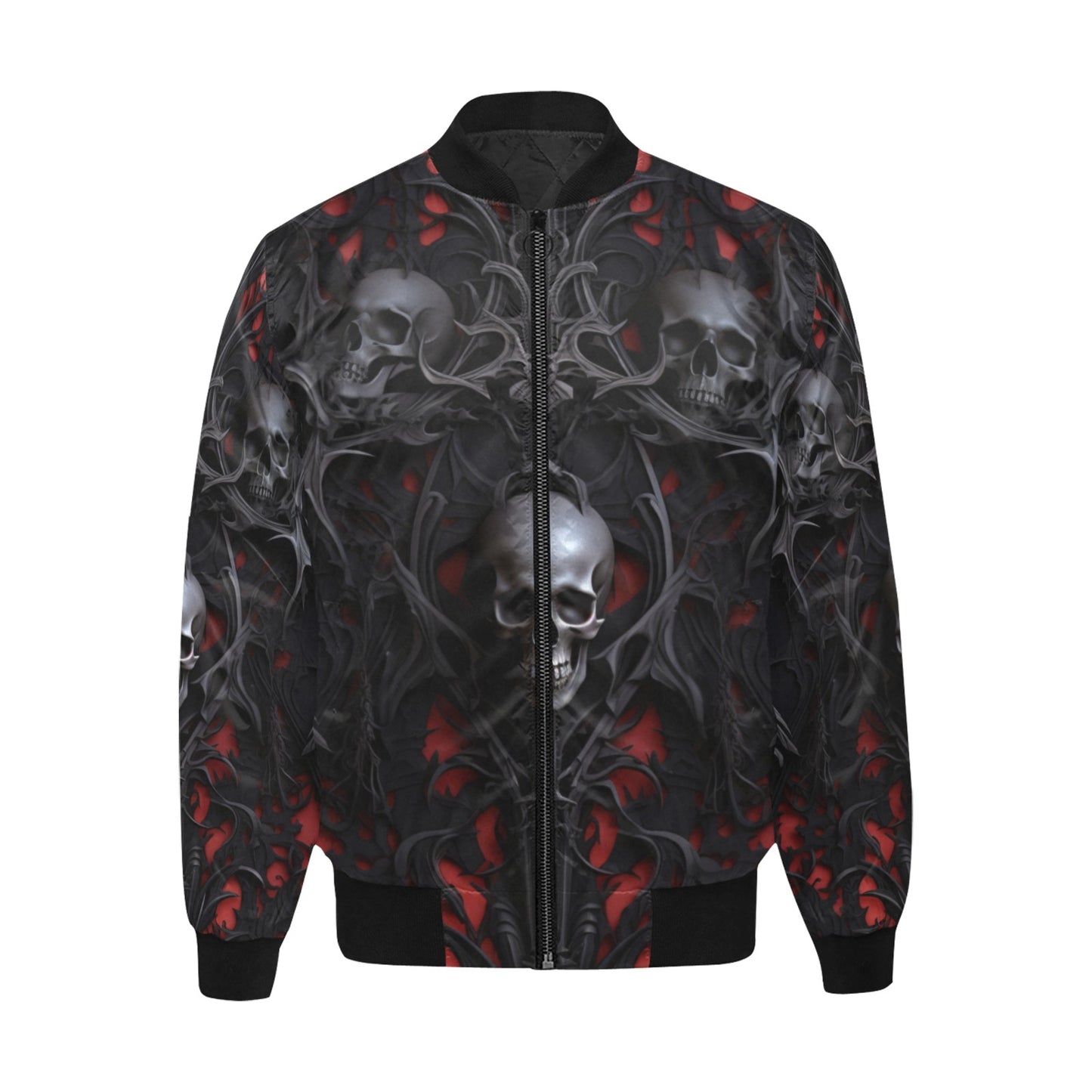 Gothic Skull Pattern Bomber Jacket