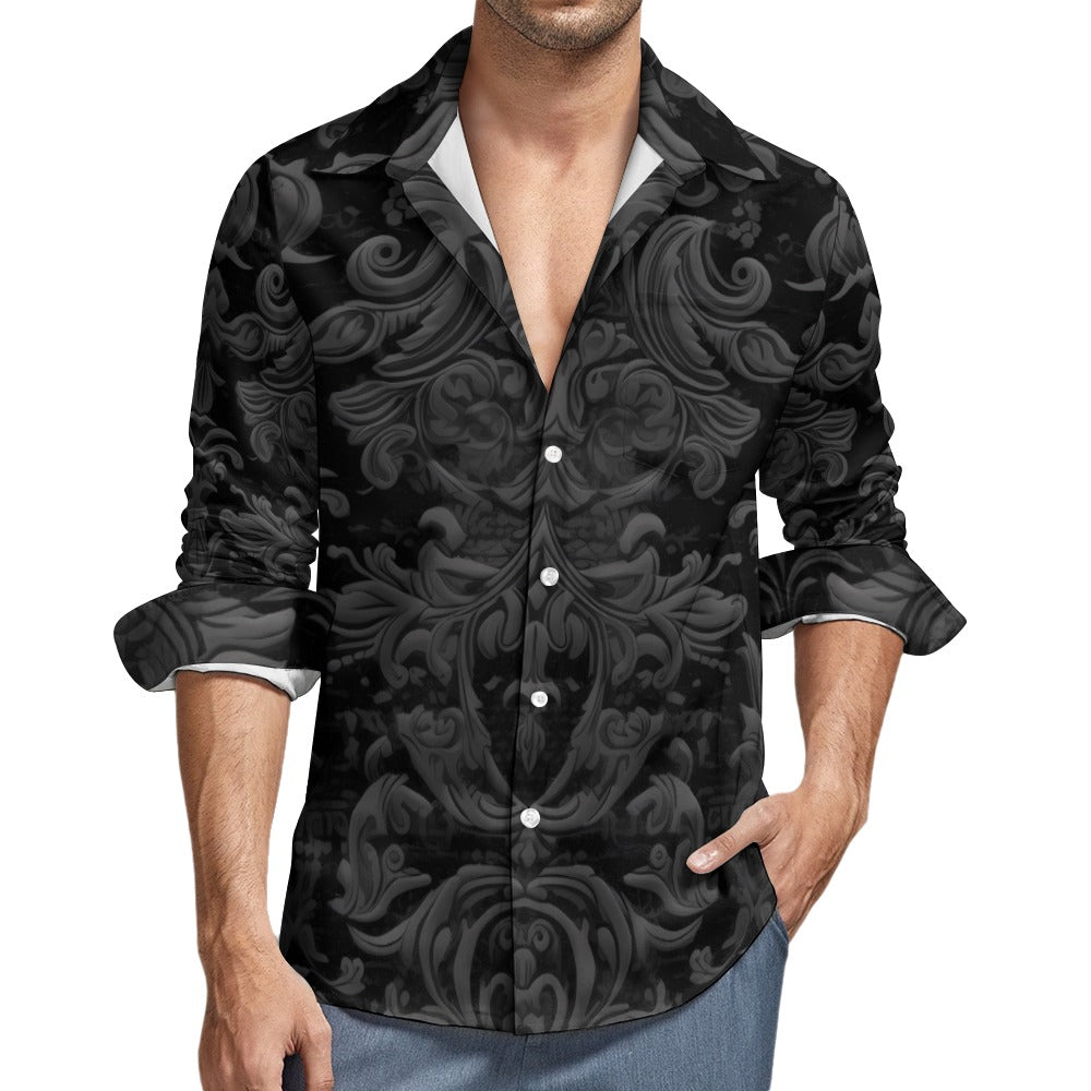 Gothic Black Casual One Pocket Long Sleeve Shirt