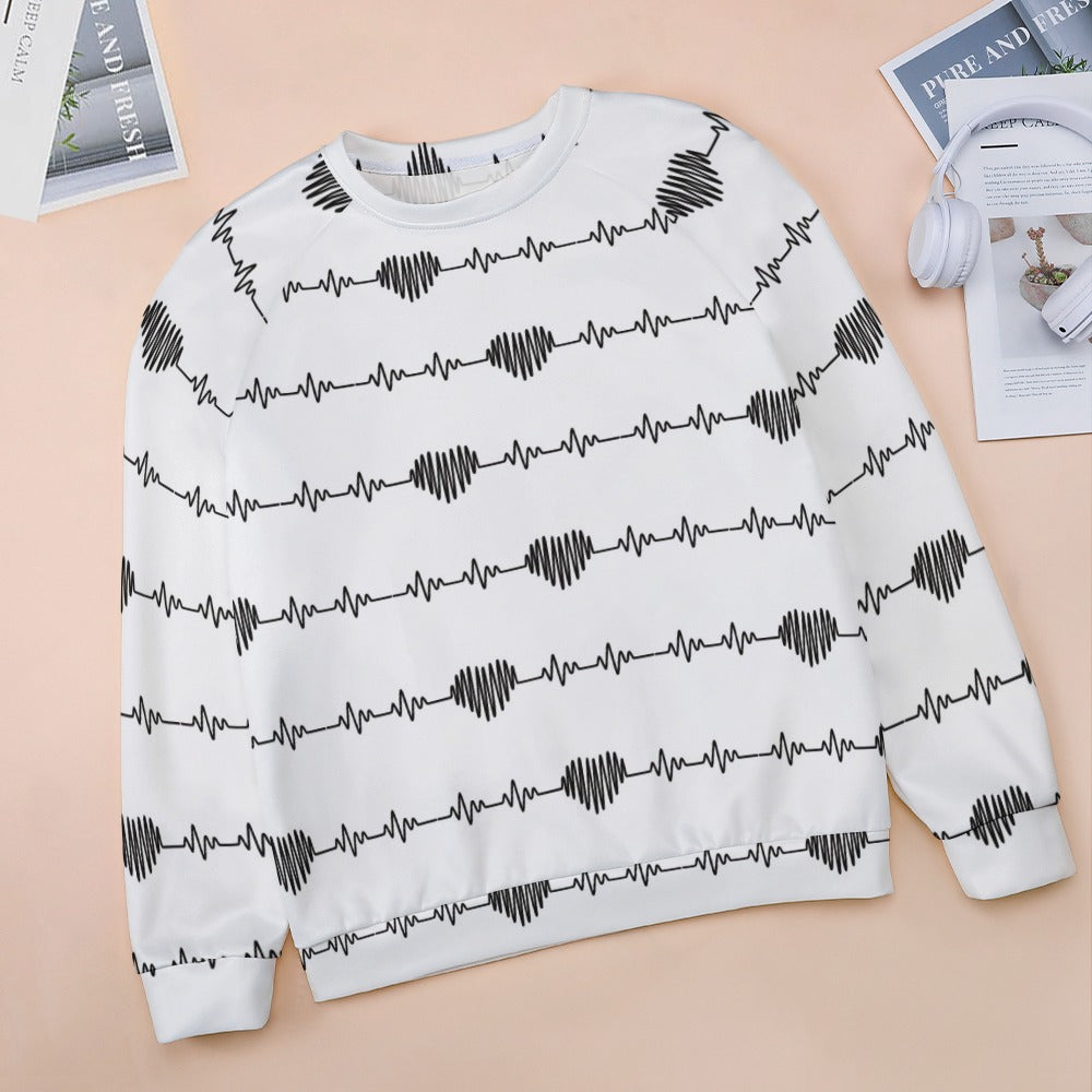 Heart Beat Hearts Raglan Round Neck Sweater