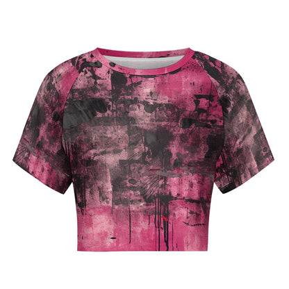 Pink Grunge Short Sleeved Navel Shirt