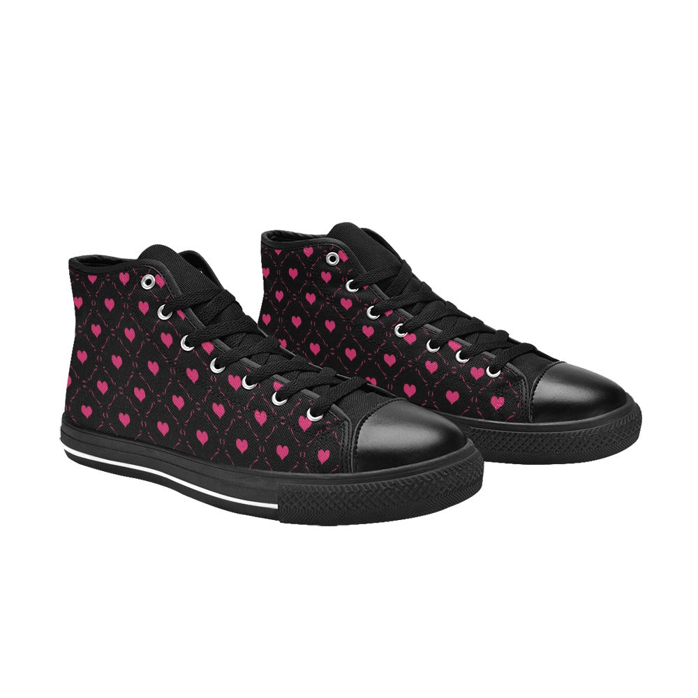 Little Pink Hearts High Top Canvas Shoes