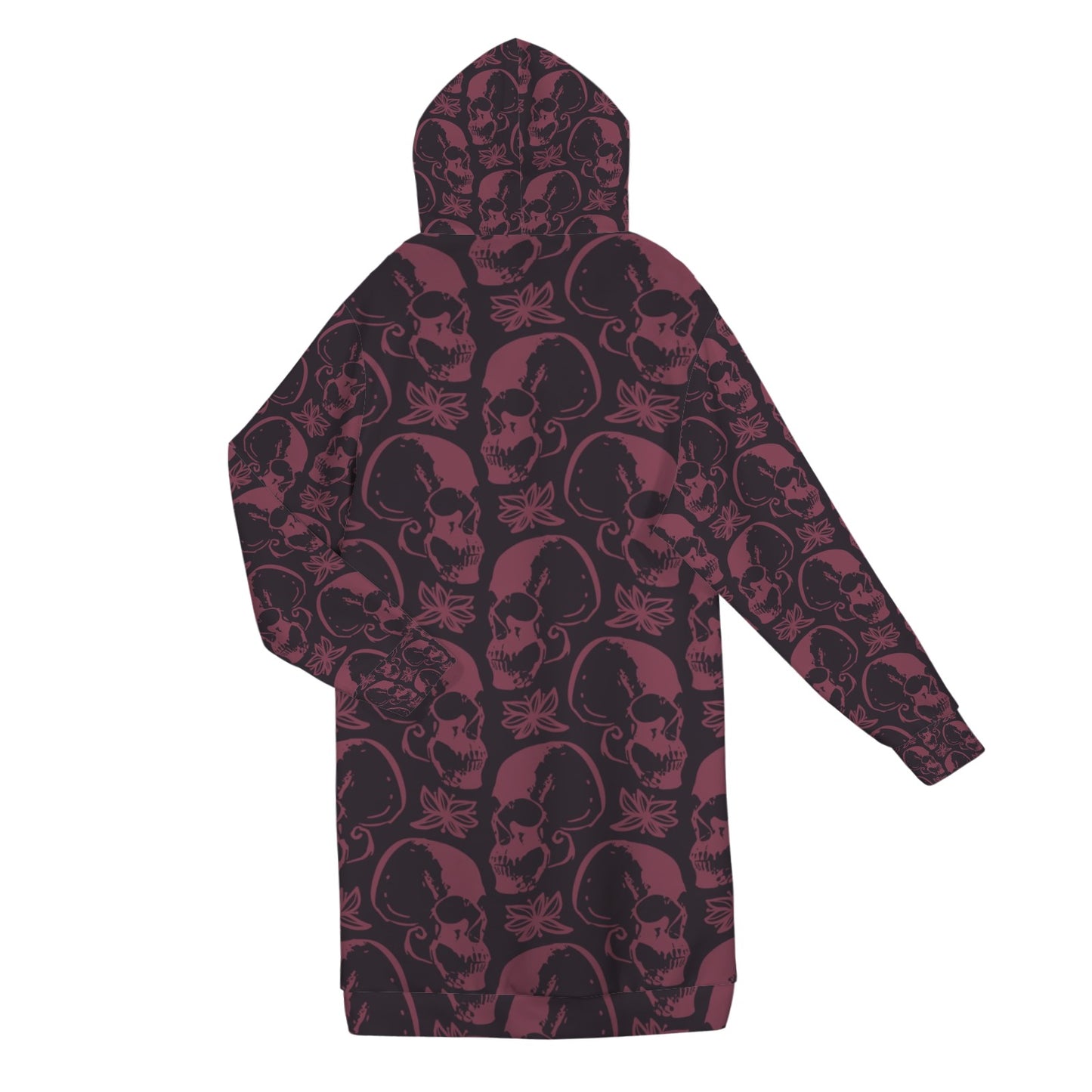 Purple Skulls Women's Long Hooded Coat