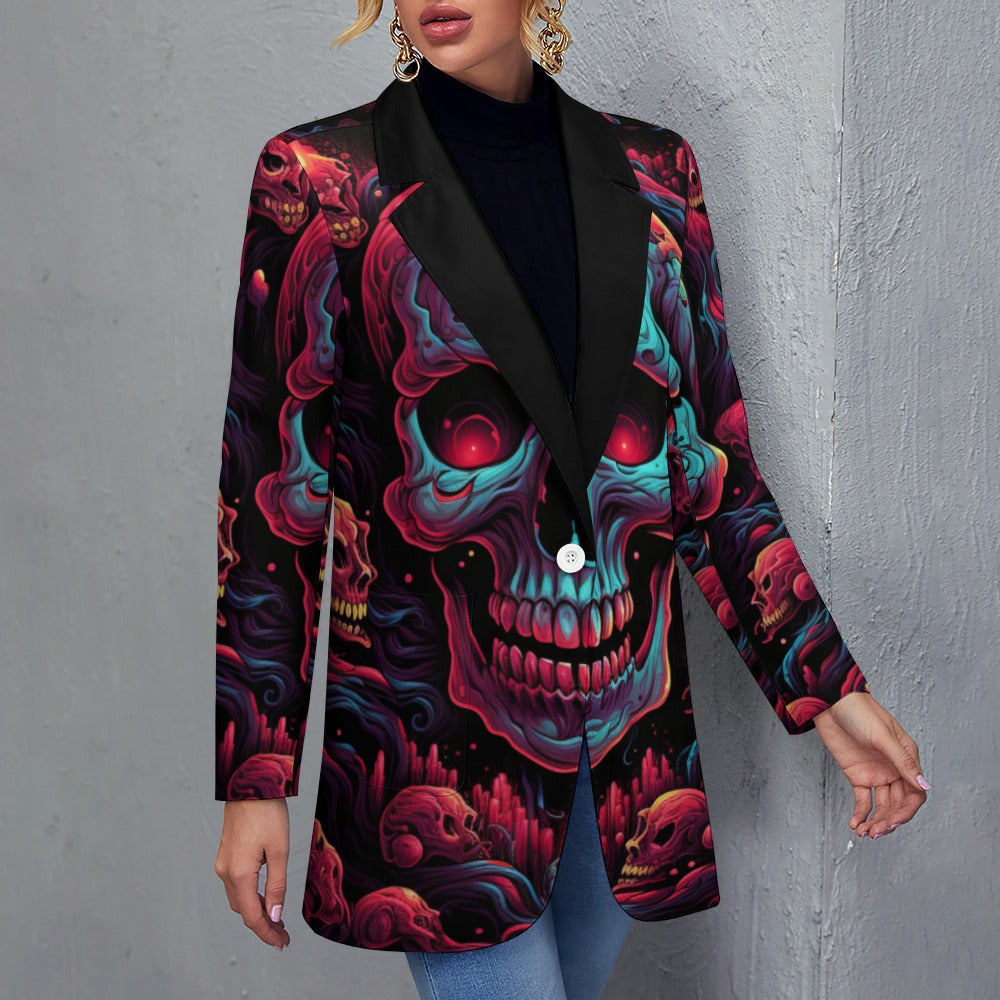 Colorful Skull Design Casual Suit Jacket