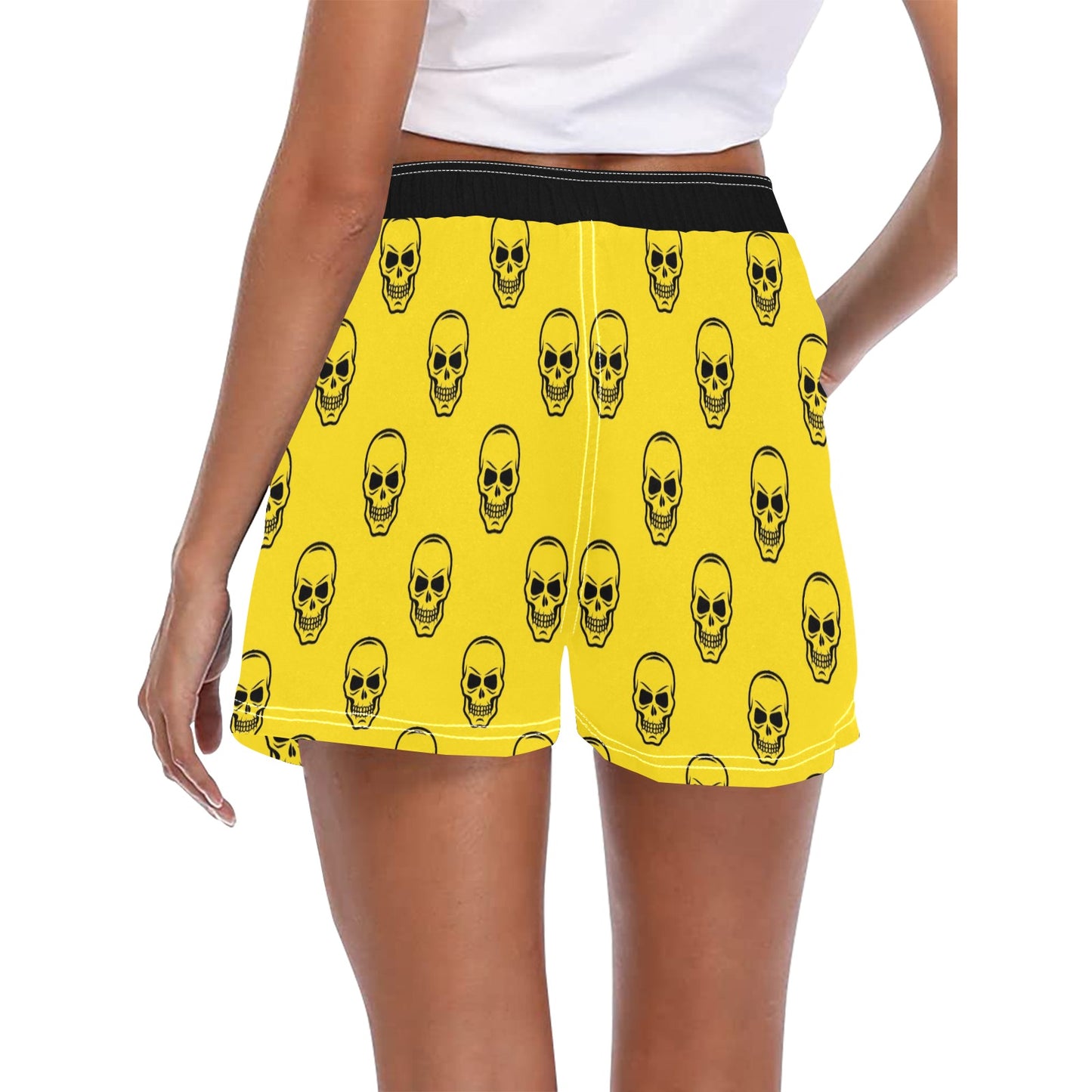 Smiling Skulls On Yellow Casual Board Shorts