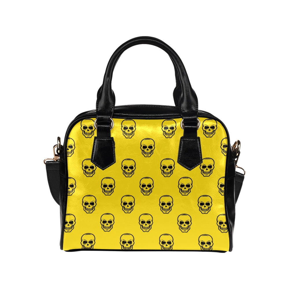 Smiling Skulls Yellow Shoulder Handbag