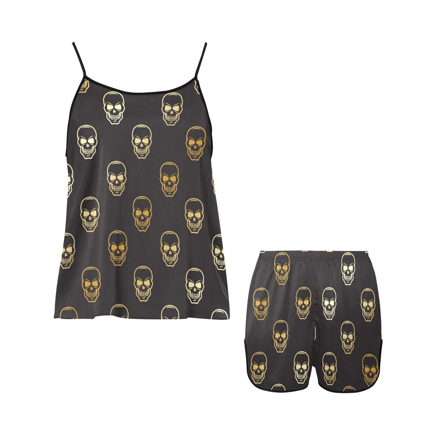 Smiling Skulls Spaghetti Strap Short Pajama Set