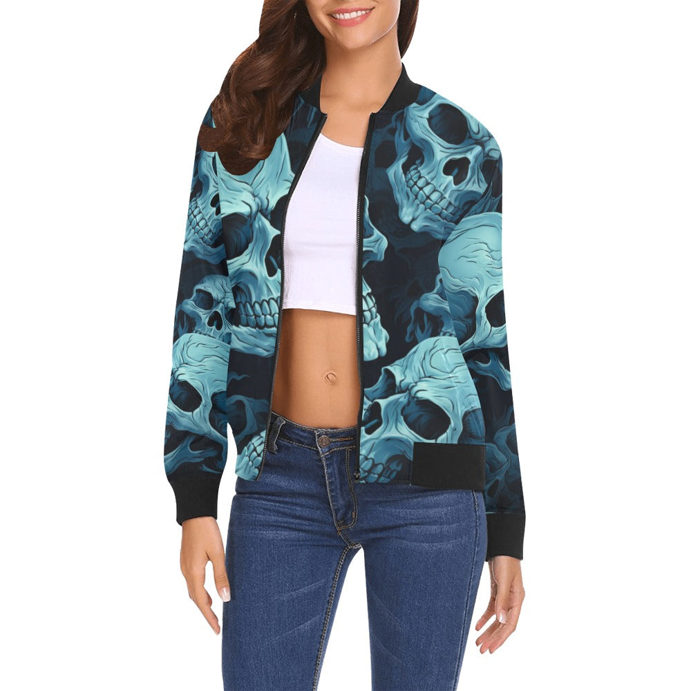 Blue Skulls Bomber Jacket