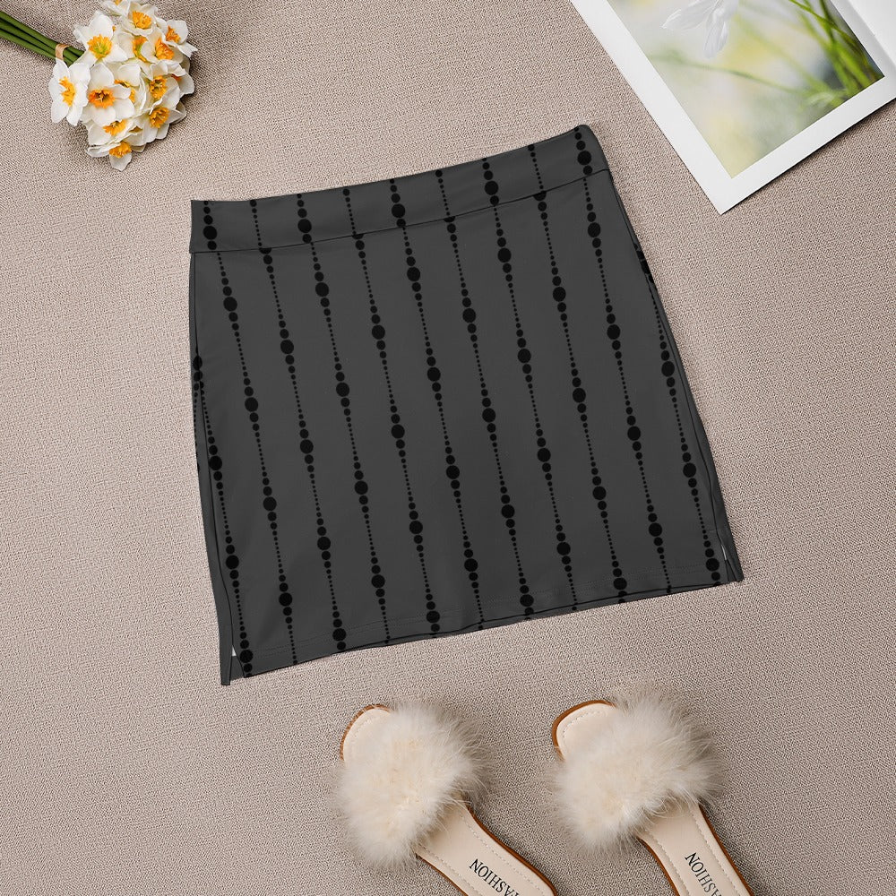 Gray And Black Skirt Shorts With Pockets