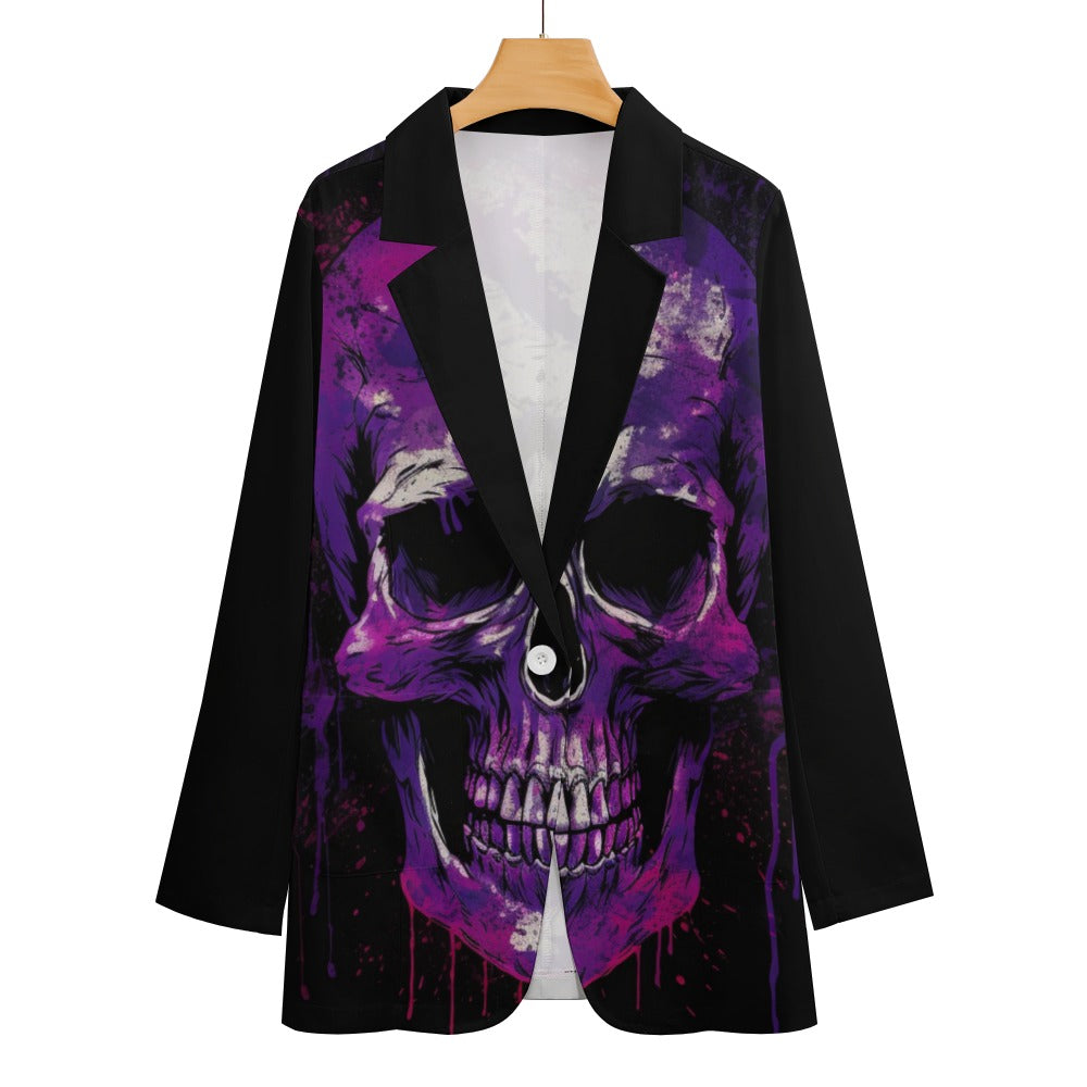 Purple Splatter Skull Casual Suit Jacket