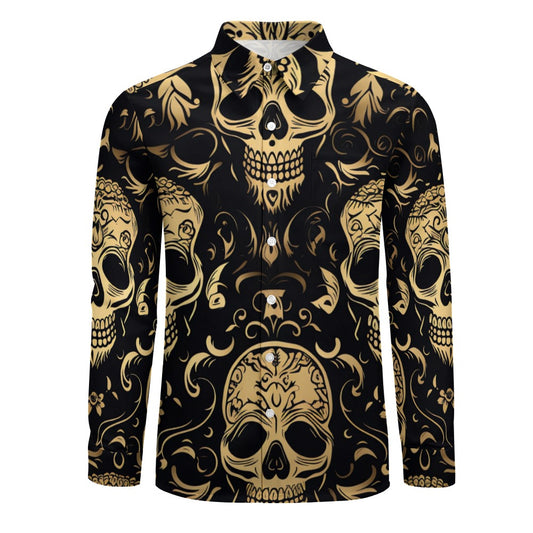 Big Skull Design Casual One Pocket Long Sleeve Shirt