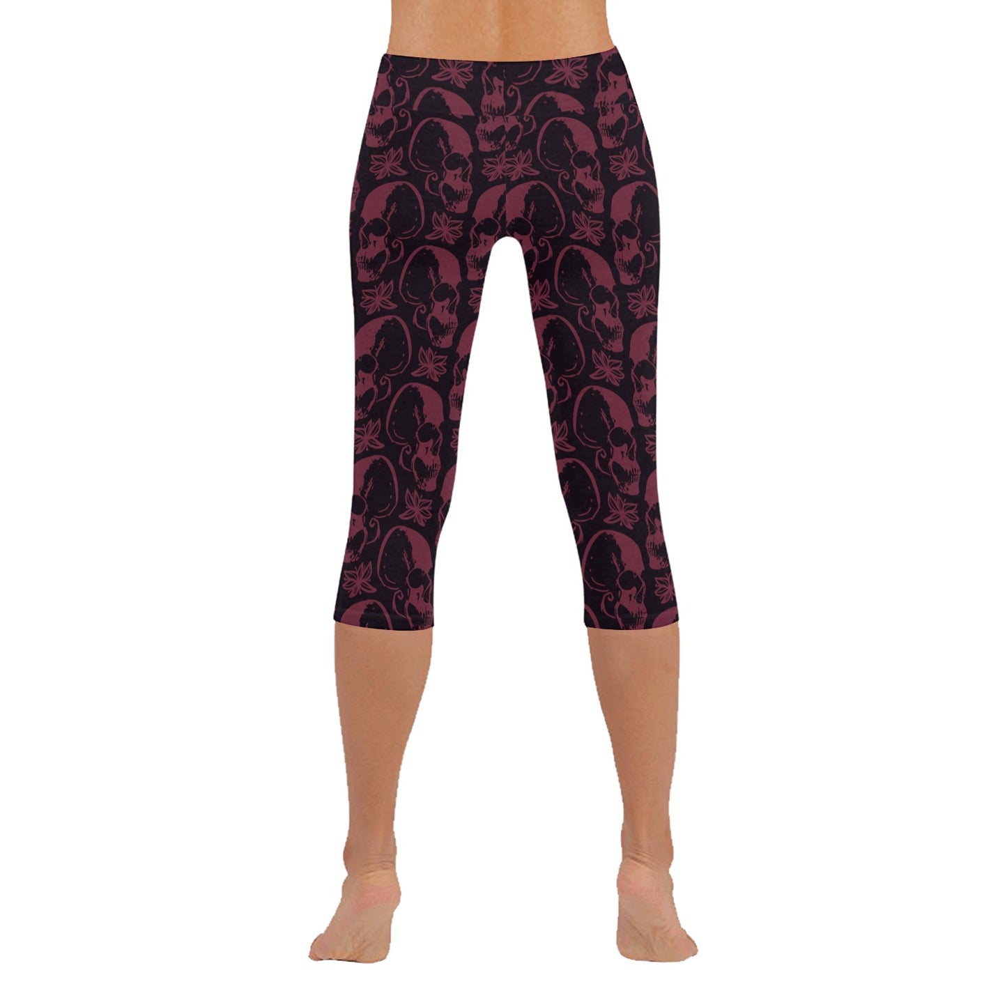 Purple Skulls Low Rise Capri Leggings