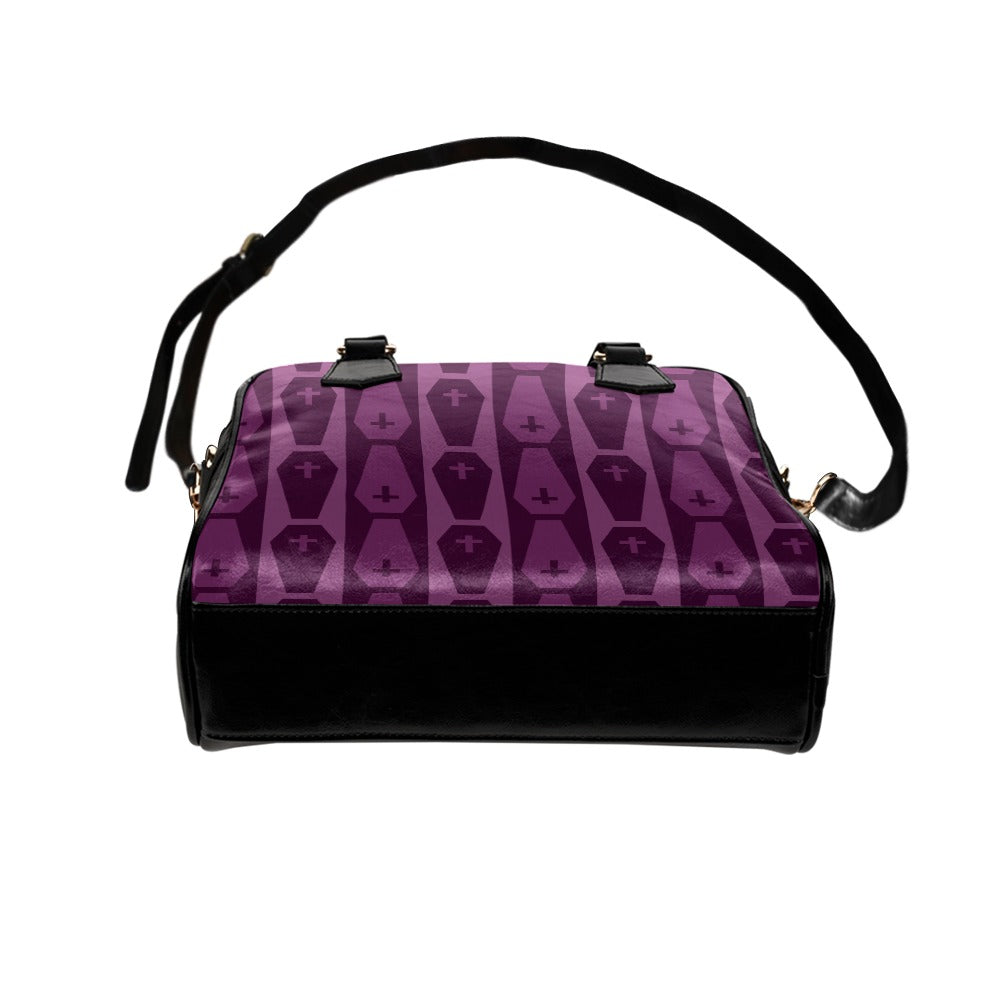 Purple Coffins Shoulder Handbag