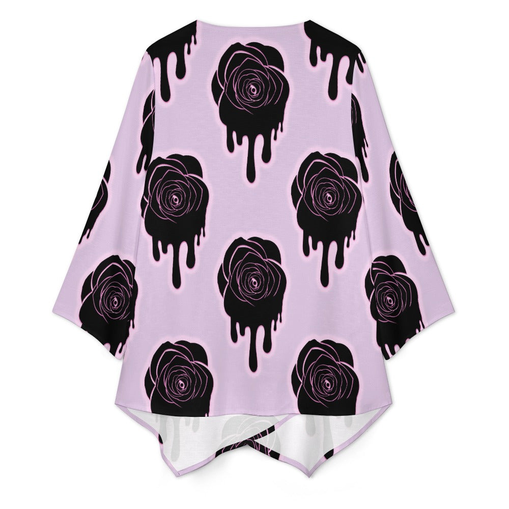 Dripping Black Roses V-neck top