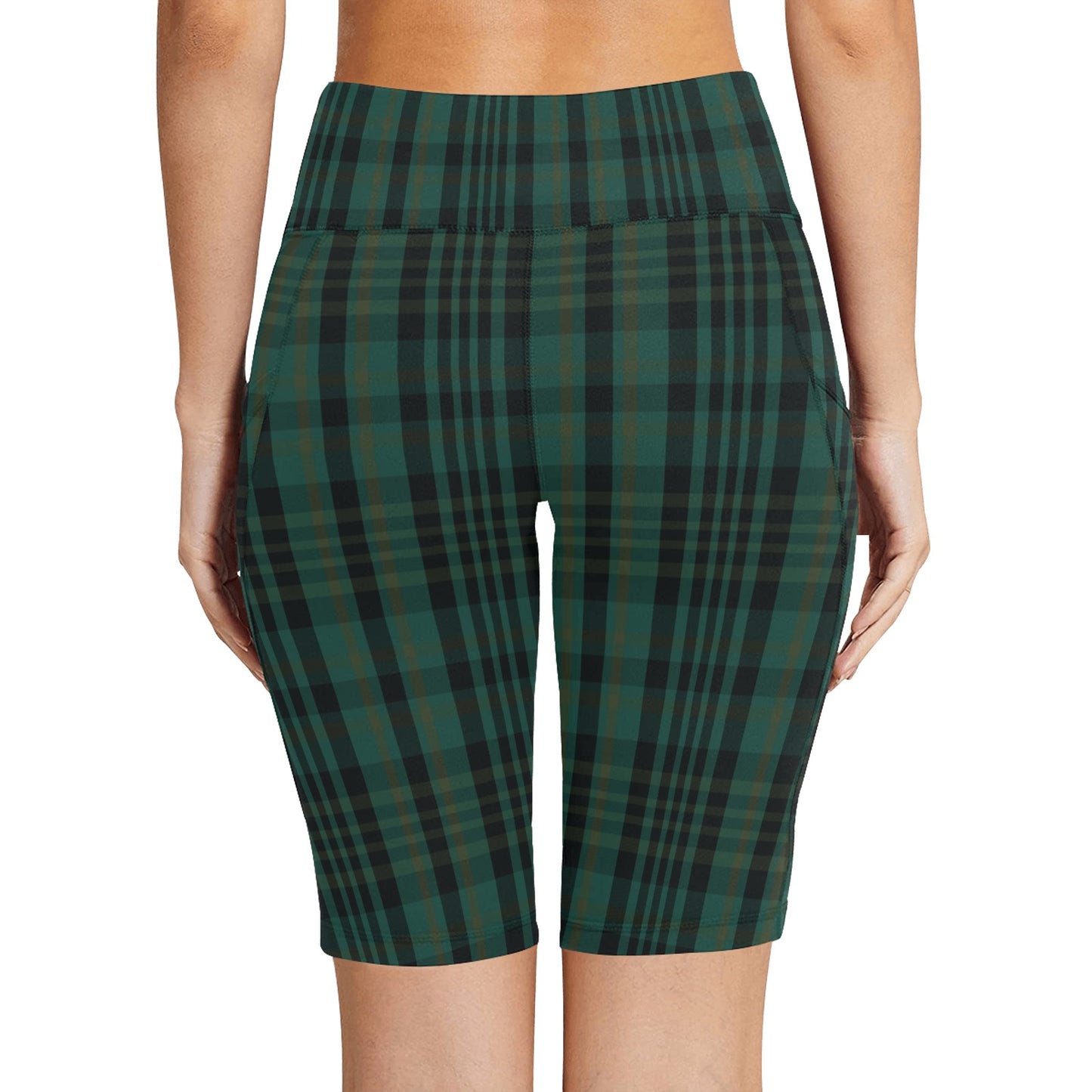 Green Plaid Workout Half Tights