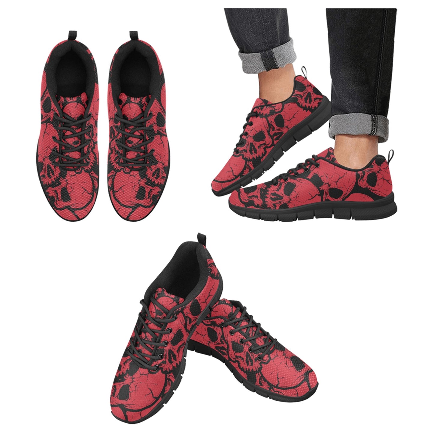 Red Skulls Breathable Sneakers