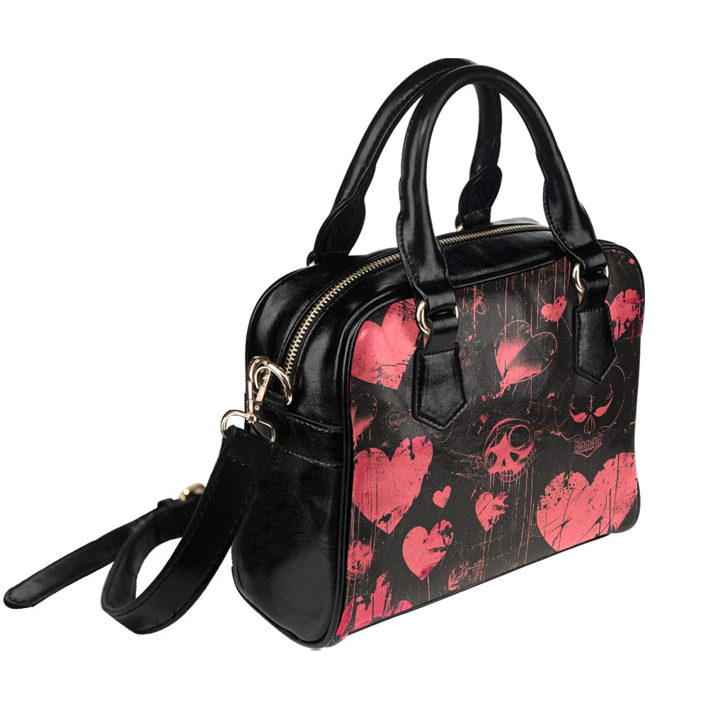 Faded Pink Hearts Shoulder Handbag