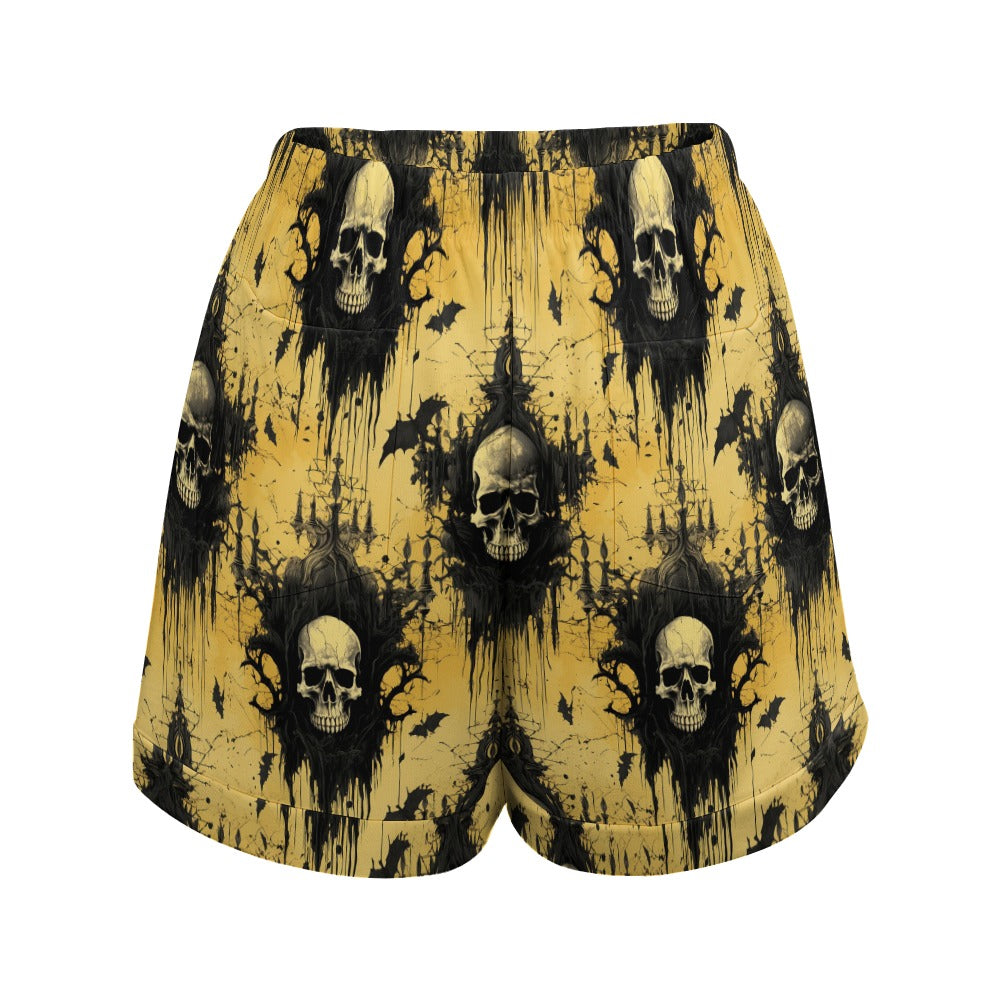 Gothic Skulls Of Darkness High Waist Loose Elastic Waist Shorts