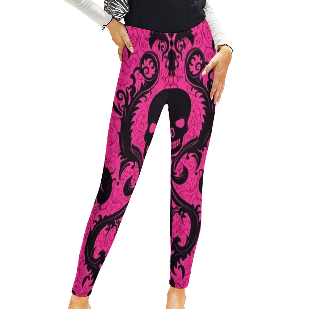 Black Skull Pink Leggings