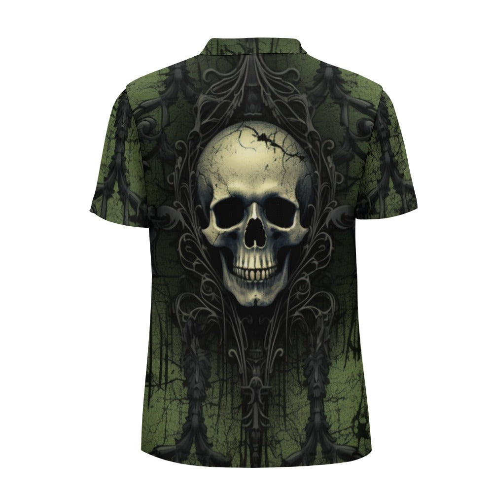 Gothic Green Skull Polo Shirt