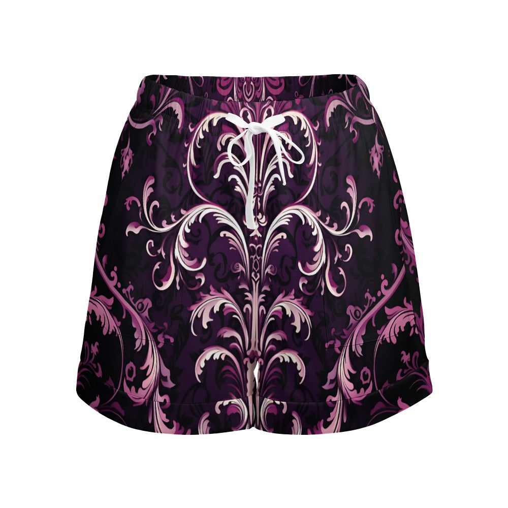 Gothic Purple High Waist Loose Elastic Waist Shorts